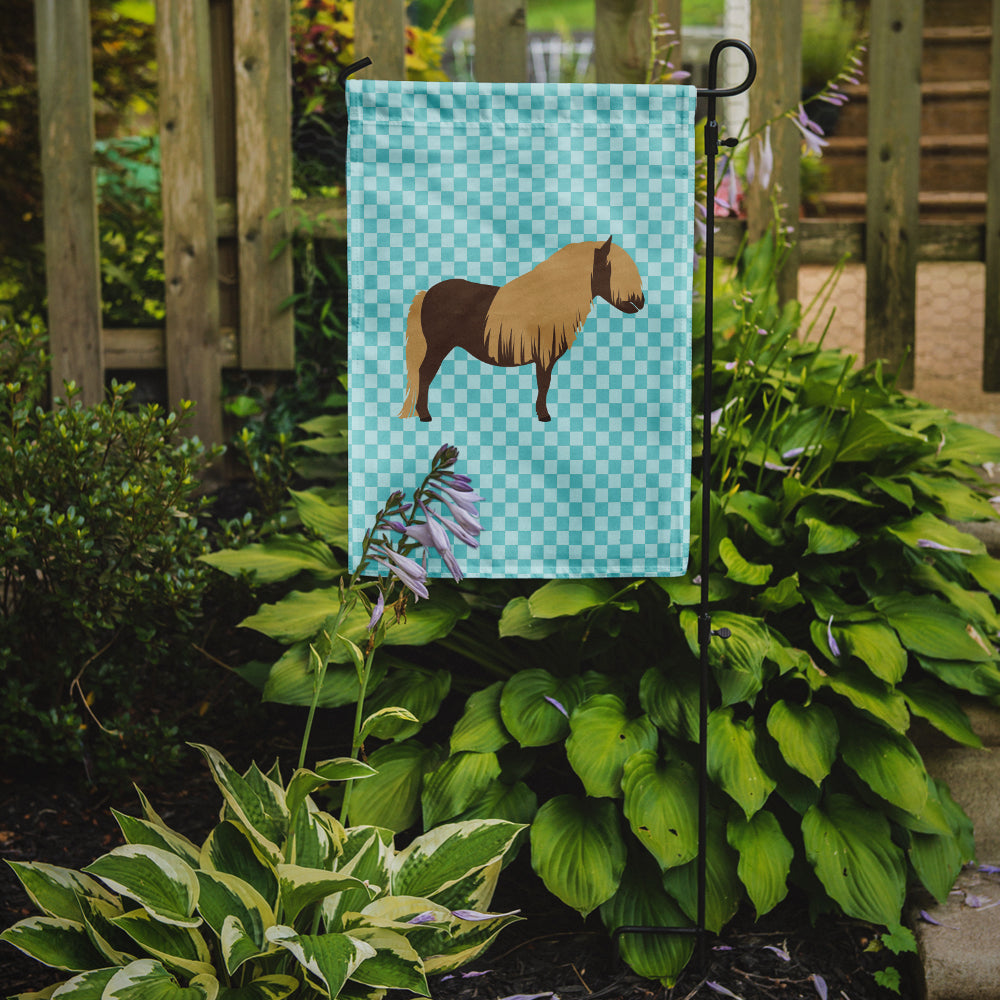 Shetland Pony Horse Blue Check Flag Garden Size  the-store.com.