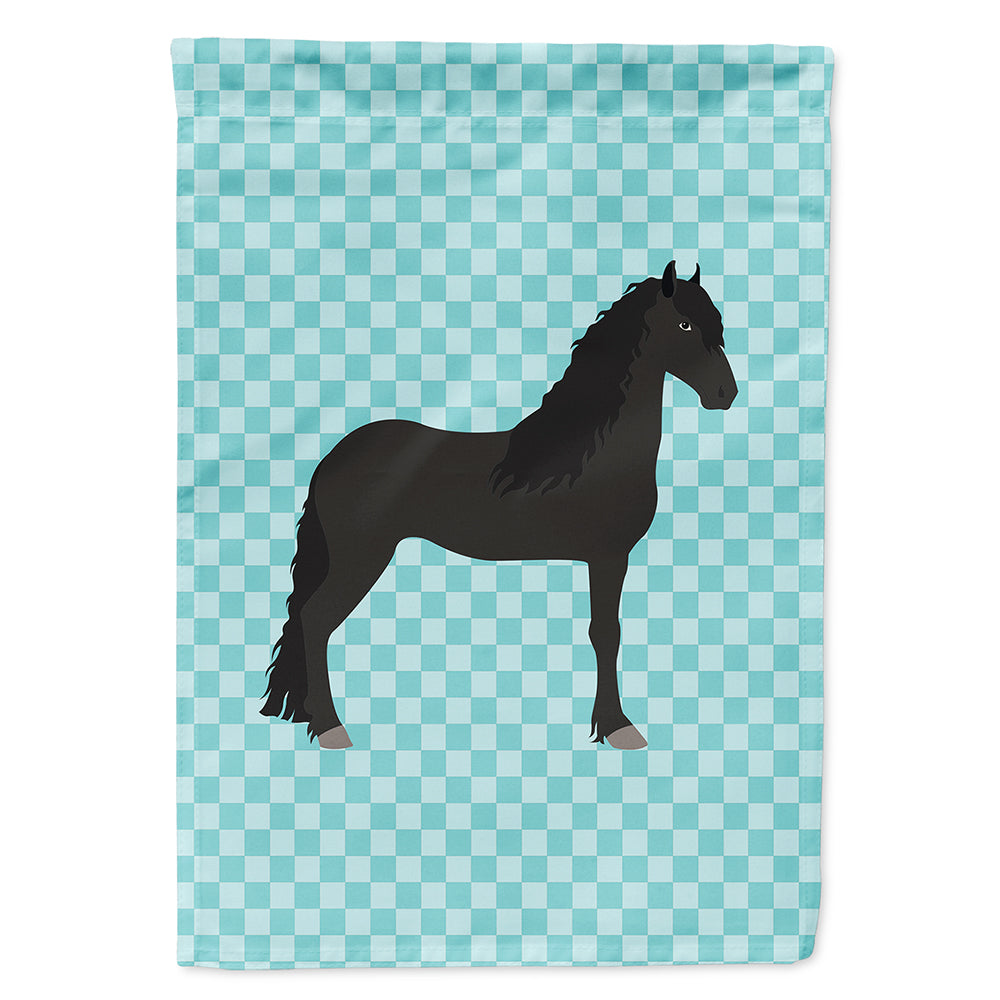 Friesian Horse Blue Check Flag Canvas House Size BB8089CHF  the-store.com.