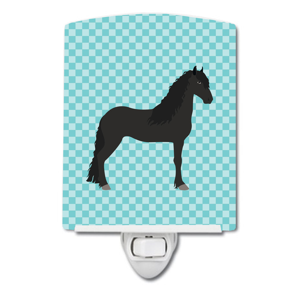 Friesian Horse Blue Check Ceramic Night Light BB8089CNL - the-store.com