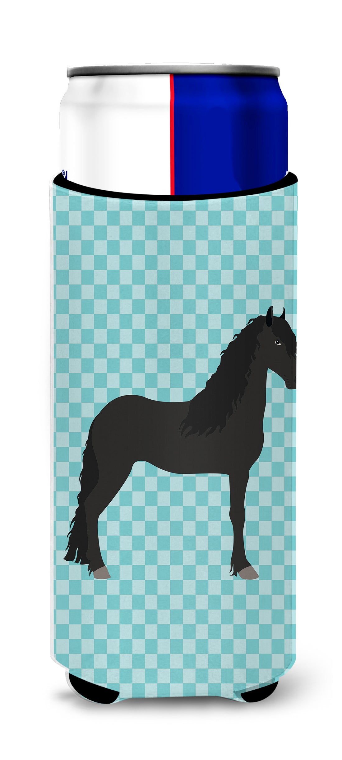 Friesian Horse Blue Check  Ultra Hugger for slim cans  the-store.com.