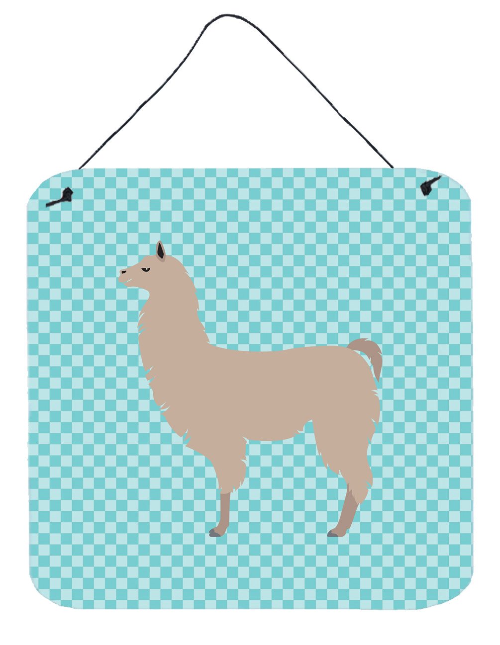 Llama Blue Check Wall or Door Hanging Prints BB8090DS66 by Caroline&#39;s Treasures