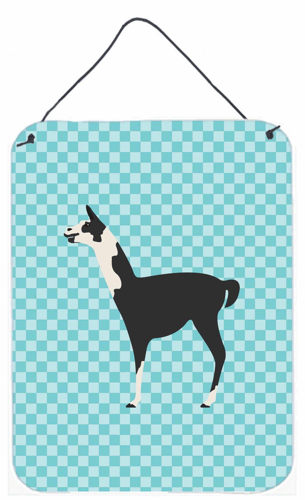 Llama Q&#39; Ara Blue Check Wall or Door Hanging Prints BB8092DS1216 by Caroline&#39;s Treasures