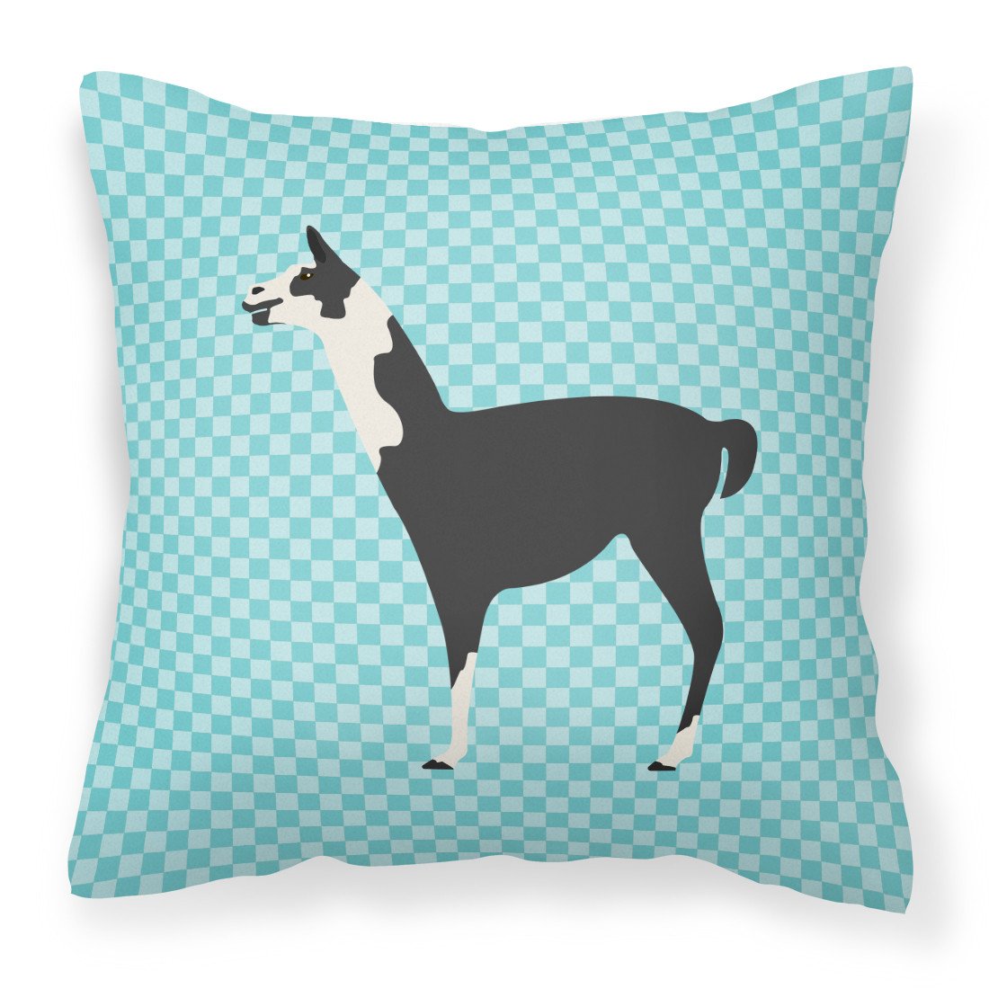 Llama Q' Ara Blue Check Fabric Decorative Pillow BB8092PW1818 by Caroline's Treasures