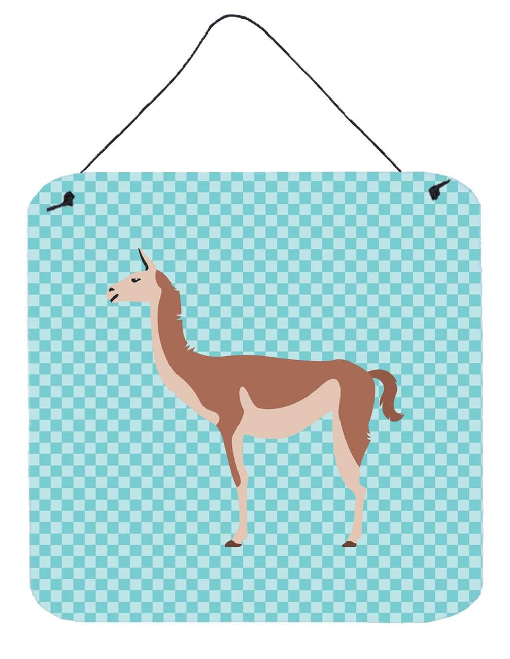 Guanaco Blue Check Wall or Door Hanging Prints BB8095DS66 by Caroline's Treasures
