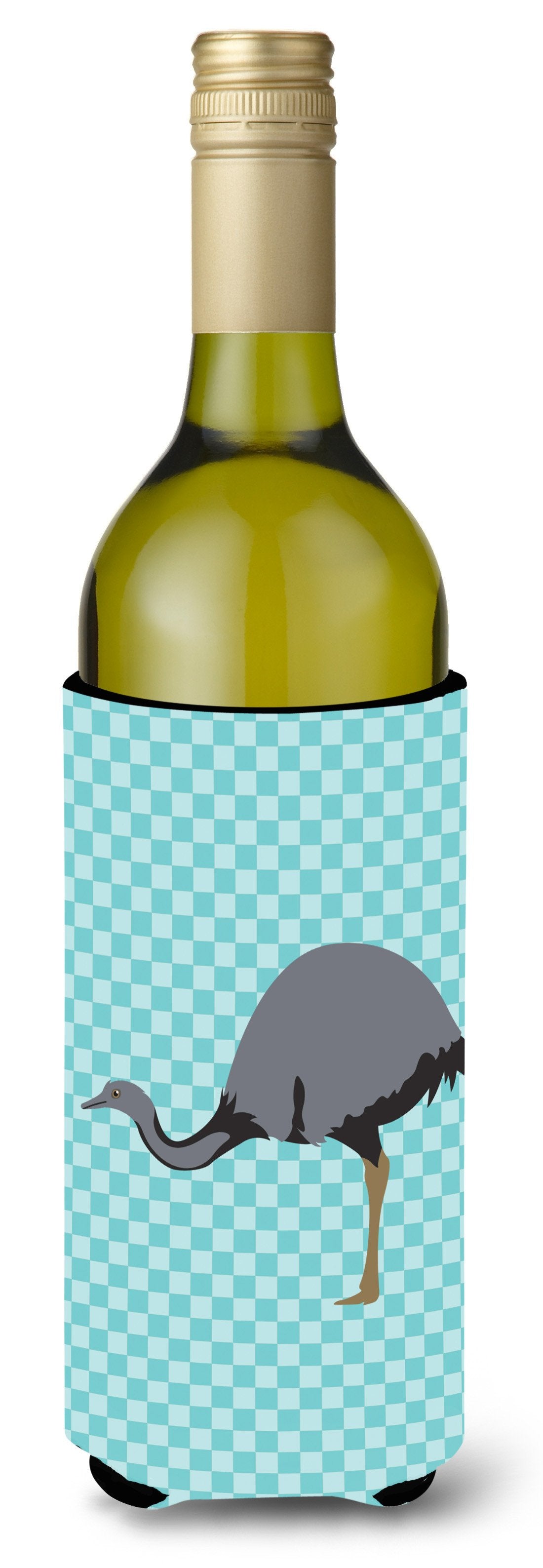 Rhea Blue Check Wine Bottle Beverge Insulator Hugger BB8097LITERK by Caroline's Treasures