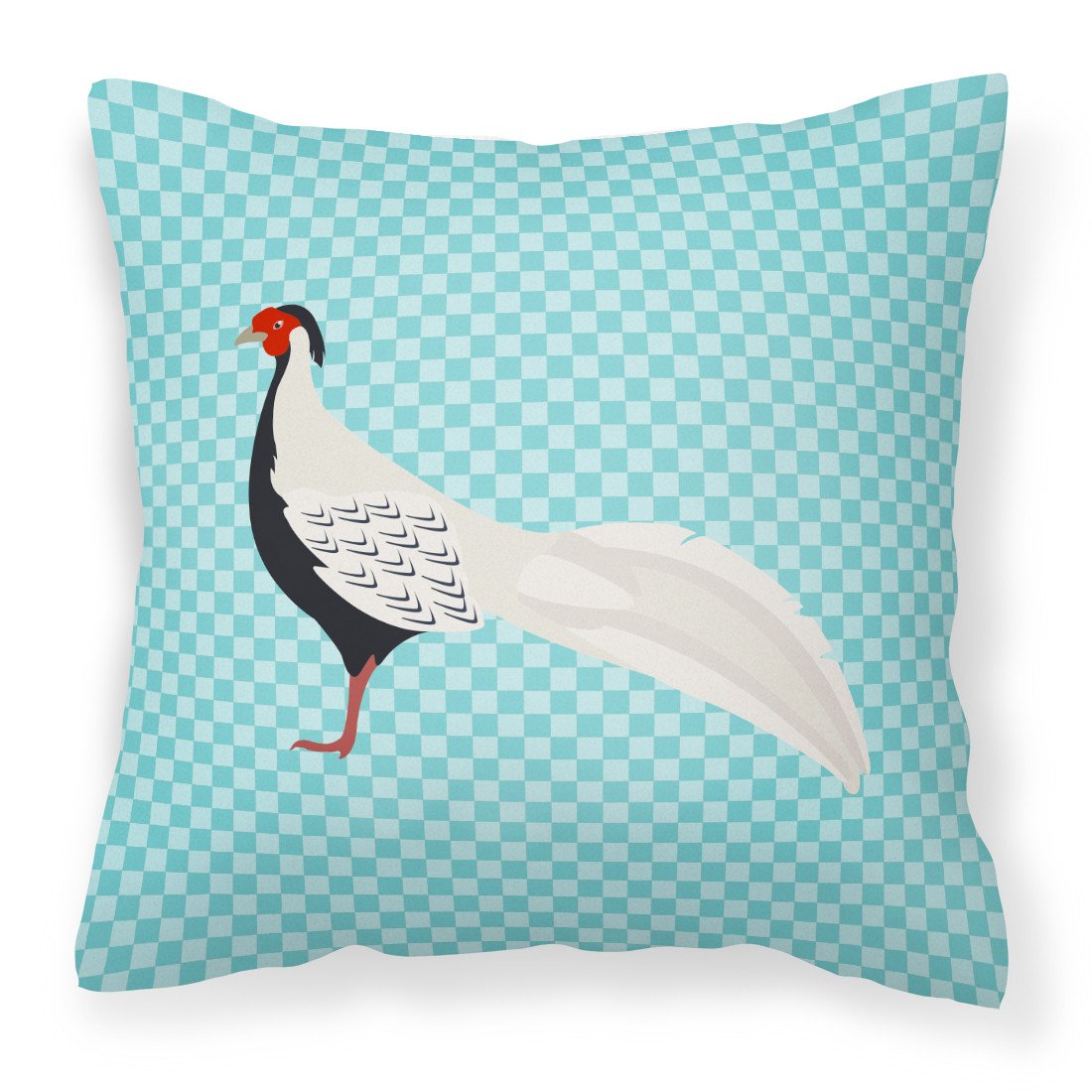 Silver Pheasant Blue Check Fabric Decorative Pillow BB8103PW1818 by Caroline's Treasures