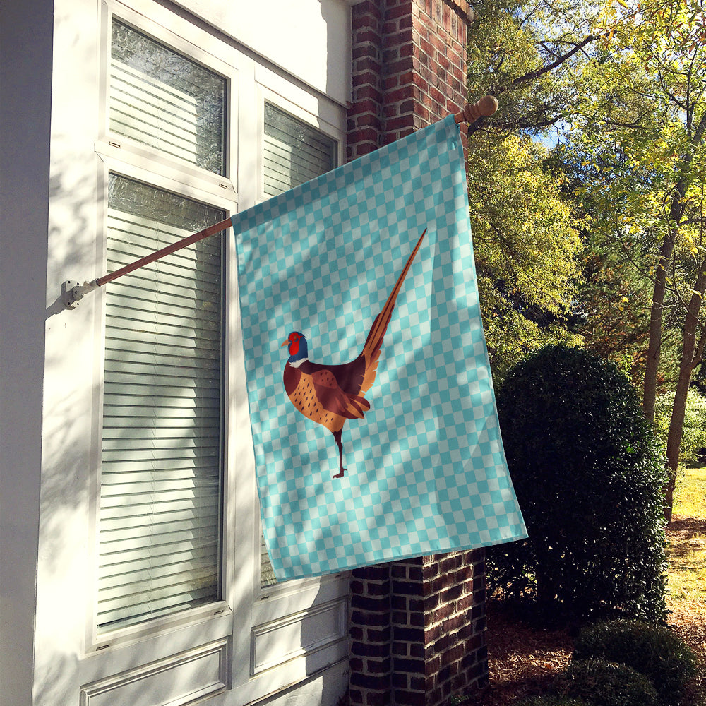 Ring-necked Common Pheasant Blue Check Flag Canvas House Size BB8104CHF  the-store.com.