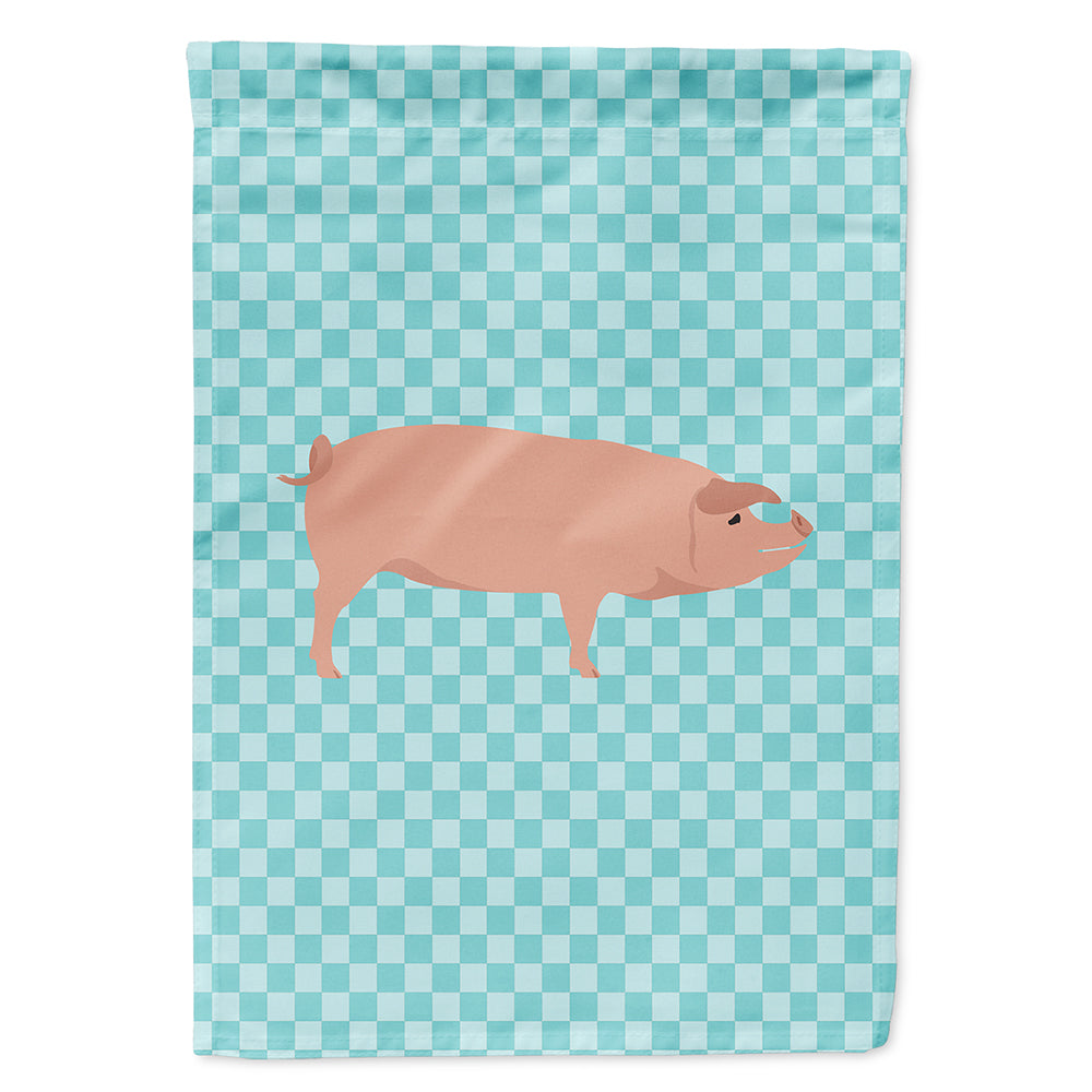 American Landrace Pig Blue Check Flag Canvas House Size BB8106CHF  the-store.com.