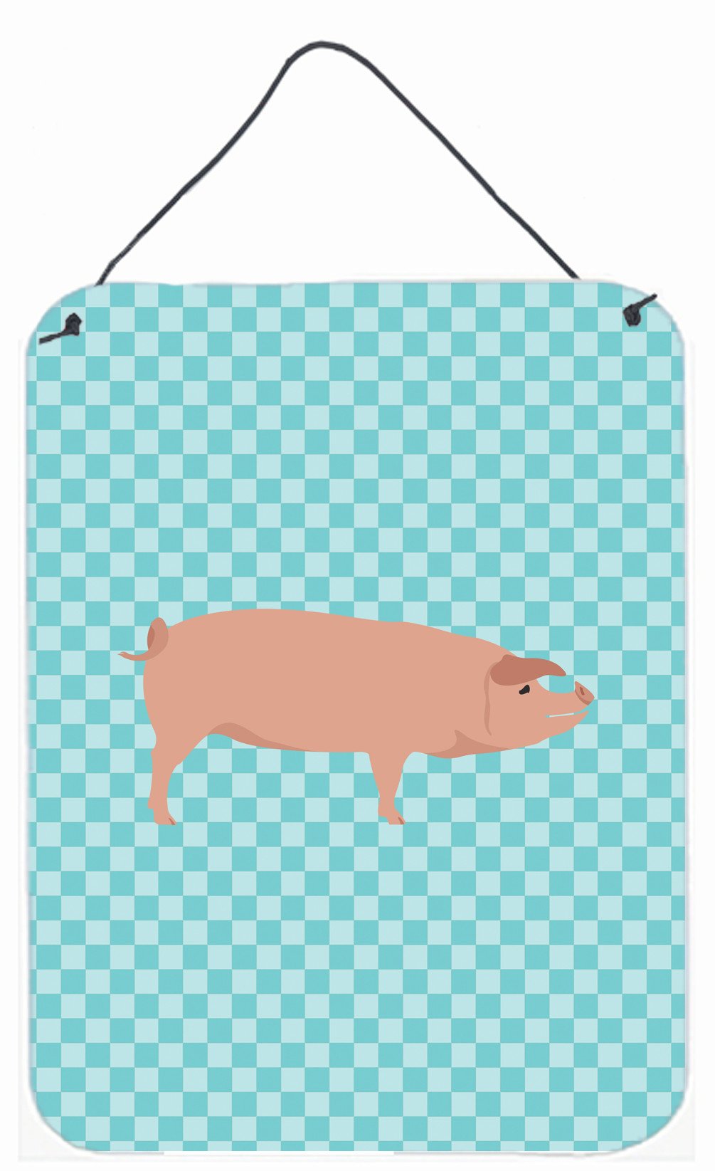 American Landrace Pig Blue Check Wall or Door Hanging Prints BB8106DS1216 by Caroline&#39;s Treasures