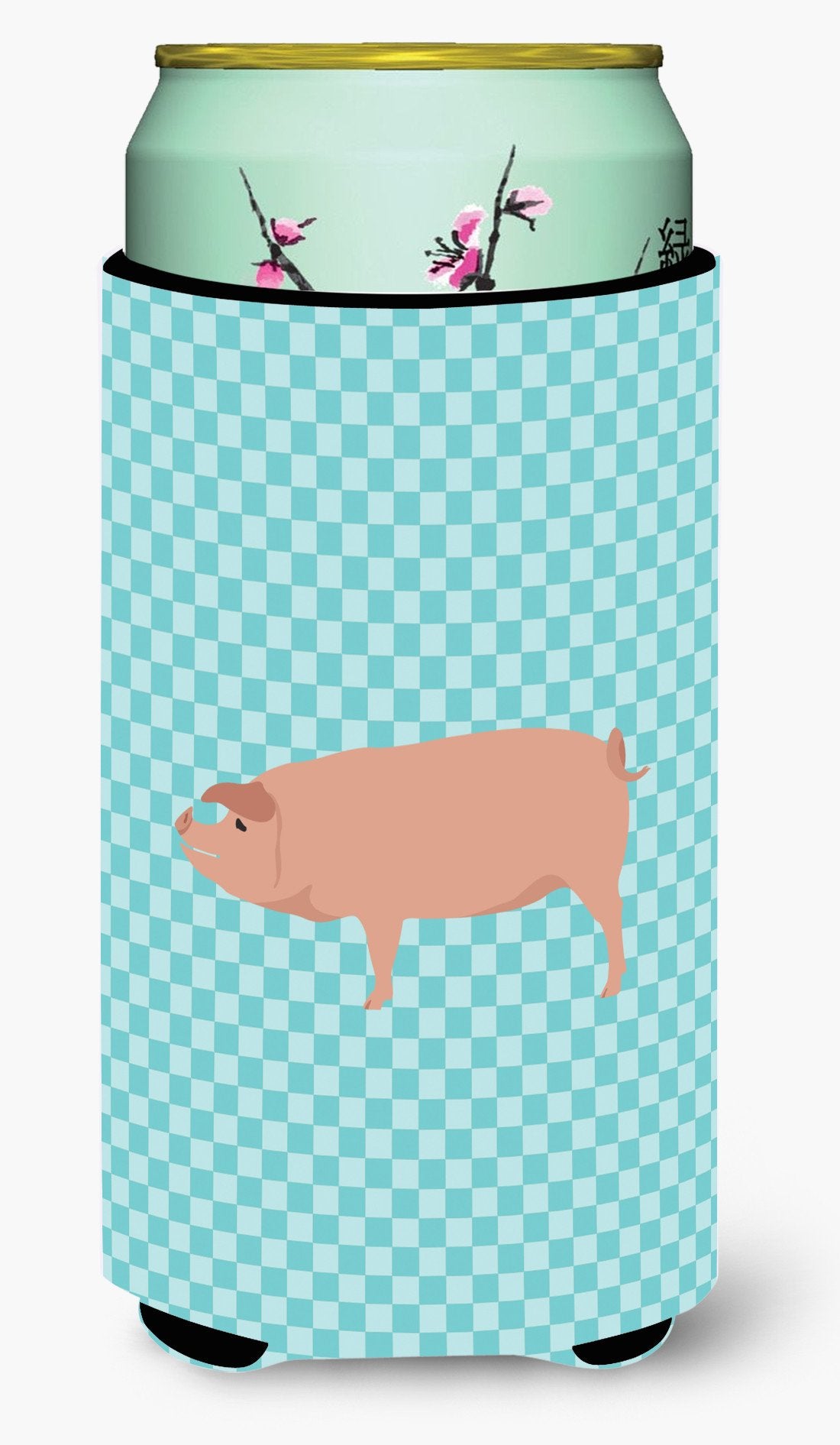 American Landrace Pig Blue Check Tall Boy Beverage Insulator Hugger BB8106TBC by Caroline's Treasures