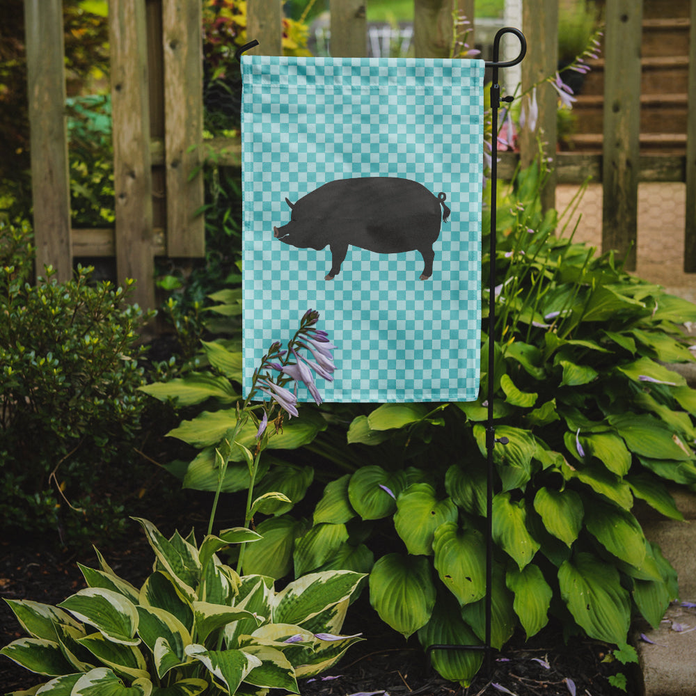 Berkshire Pig Blue Check Flag Garden Size  the-store.com.