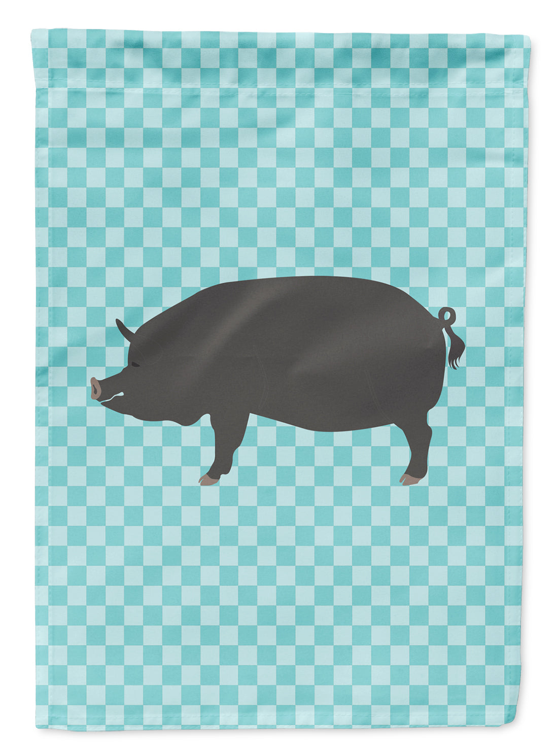 Berkshire Pig Blue Check Flag Garden Size  the-store.com.