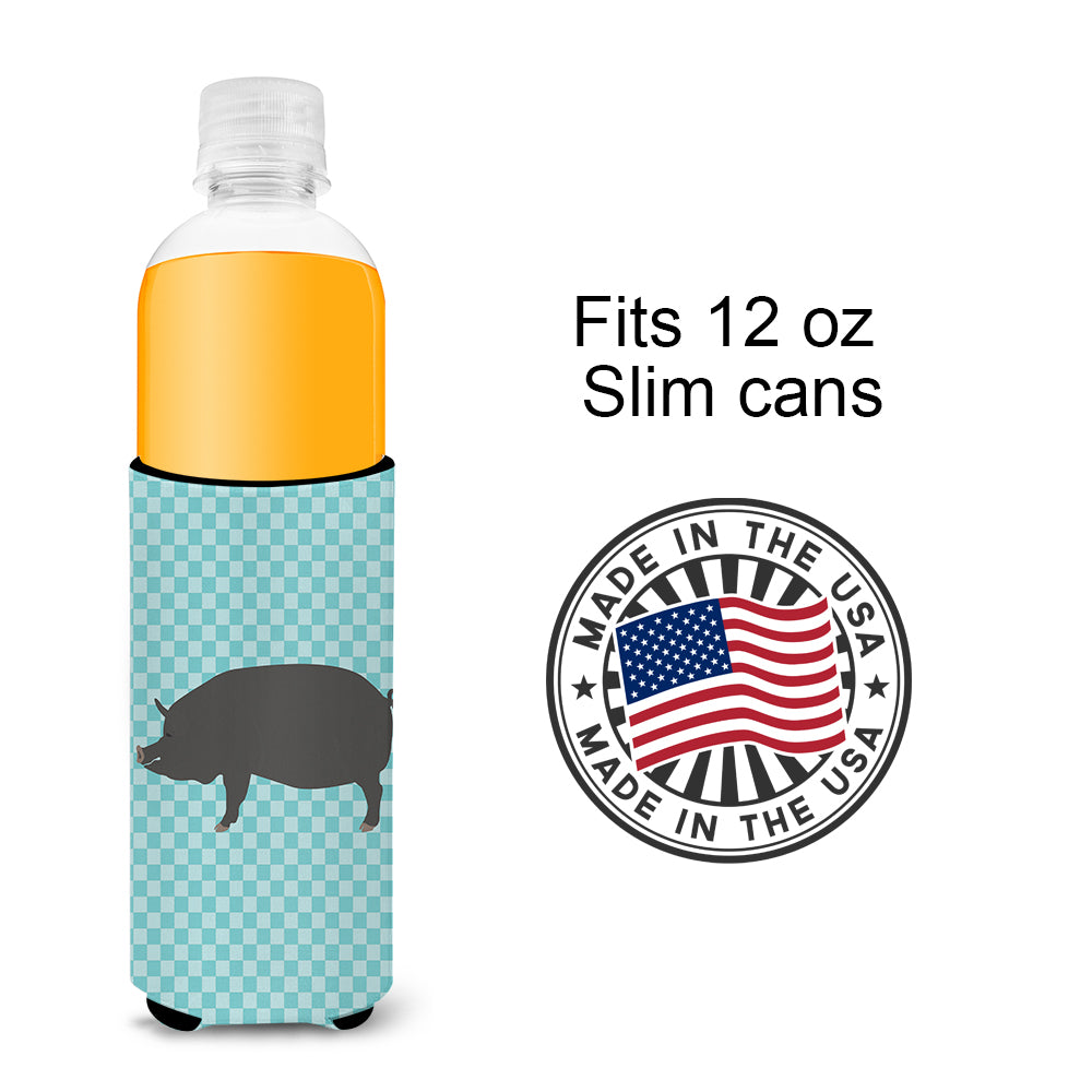 Berkshire Pig Blue Check  Ultra Hugger for slim cans  the-store.com.