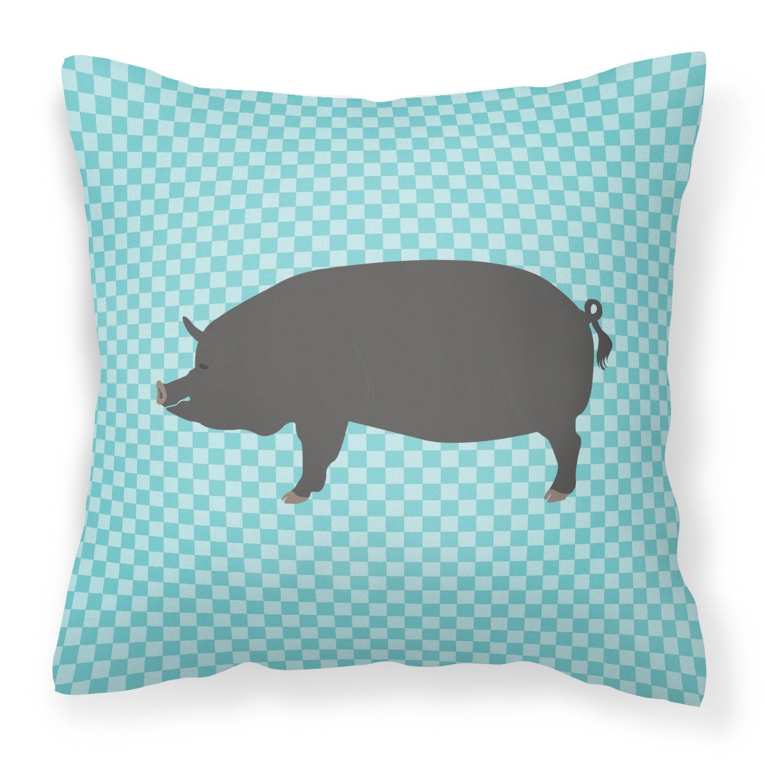 Berkshire Pig Blue Check Fabric Decorative Pillow BB8107PW1818 by Caroline's Treasures