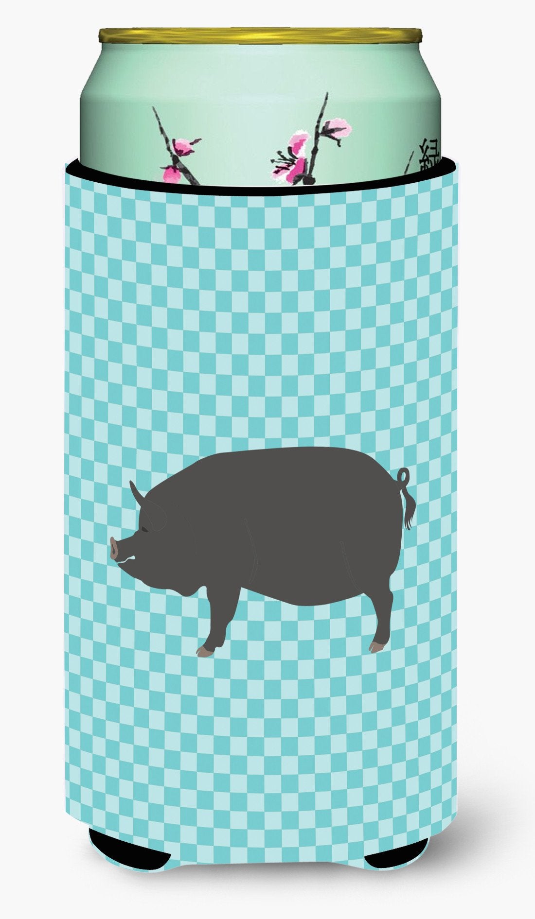 Berkshire Pig Blue Check Tall Boy Beverage Insulator Hugger BB8107TBC by Caroline&#39;s Treasures