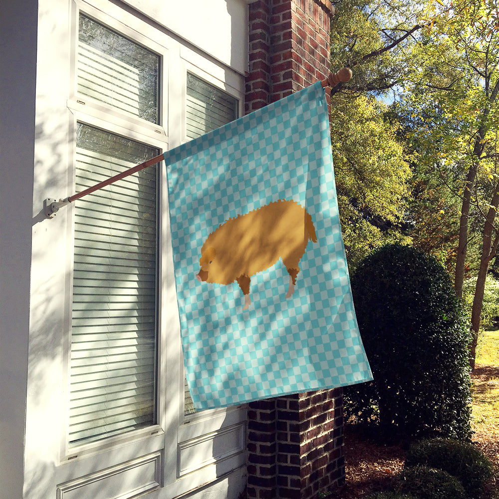 Hungarian Mangalica Pig Blue Check Flag Canvas House Size BB8108CHF  the-store.com.