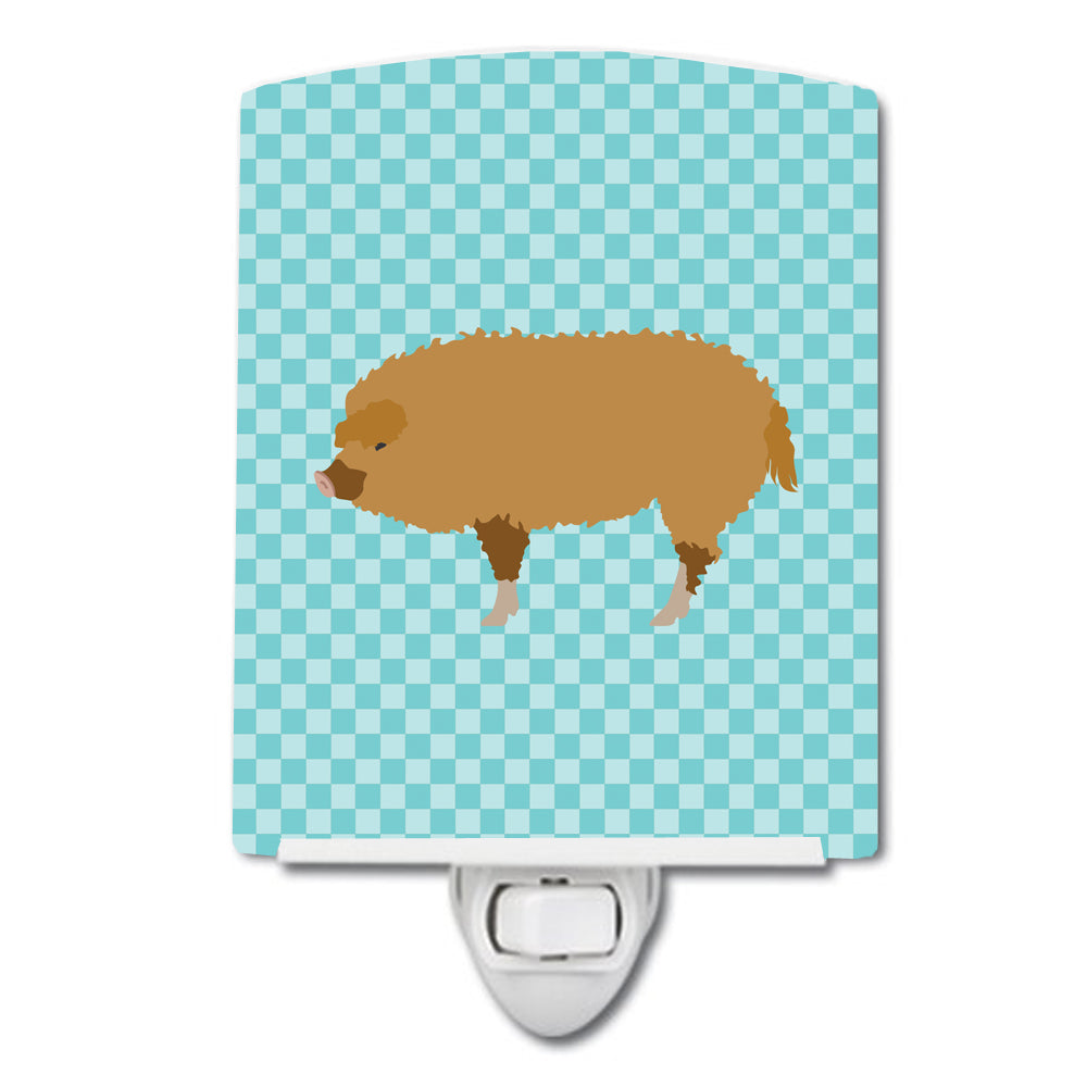 Hungarian Mangalica Pig Blue Check Ceramic Night Light BB8108CNL - the-store.com