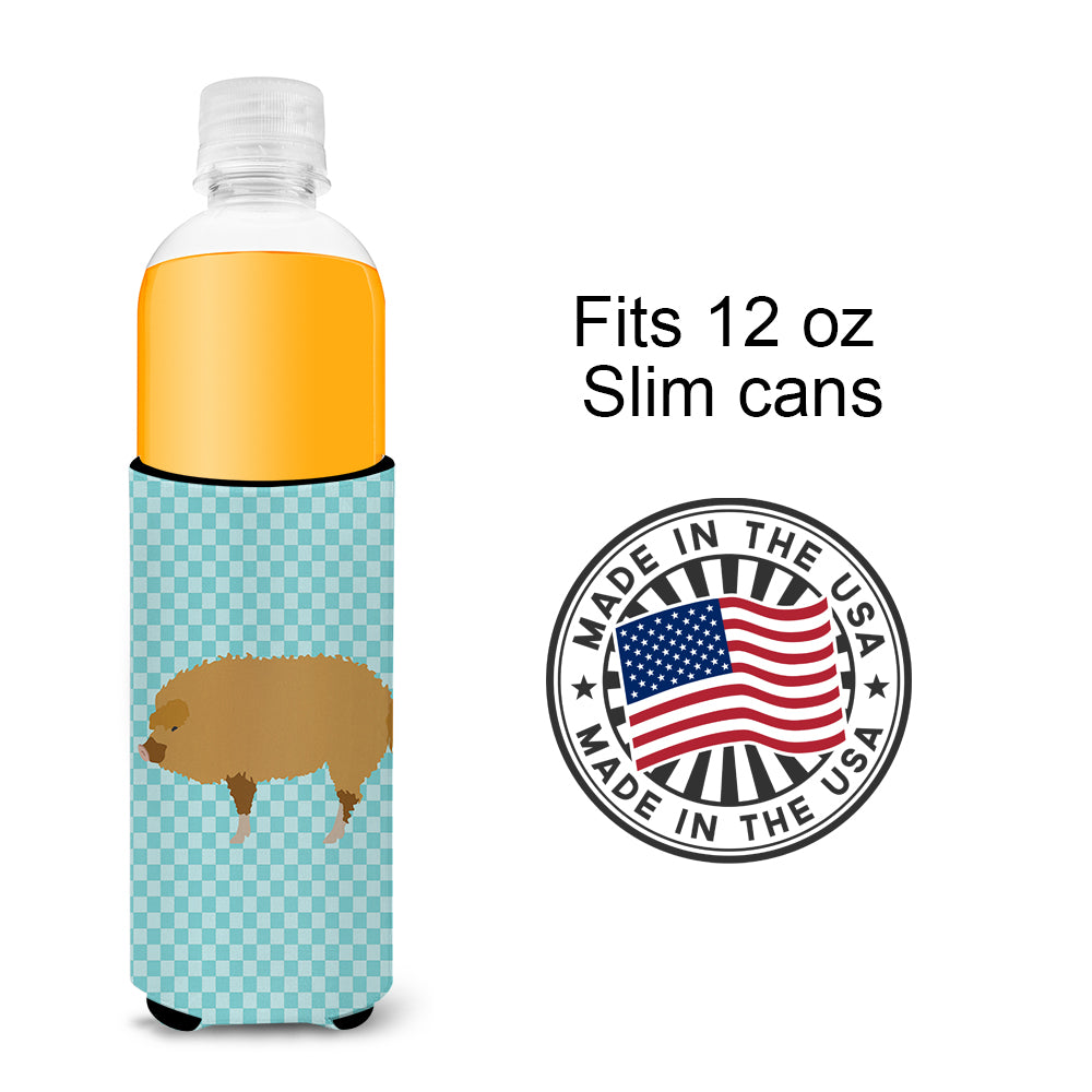 Hungarian Mangalica Pig Blue Check  Ultra Hugger for slim cans  the-store.com.