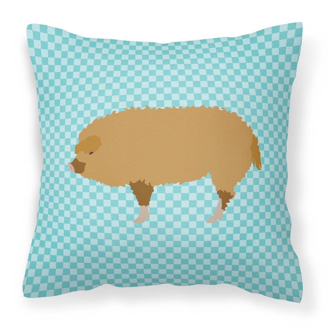 Hungarian Mangalica Pig Blue Check Fabric Decorative Pillow BB8108PW1818 by Caroline&#39;s Treasures