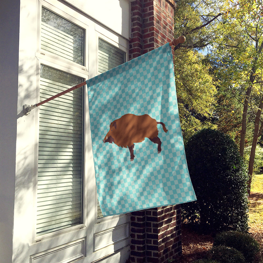 Wild Boar Pig Blue Check Flag Canvas House Size BB8110CHF  the-store.com.