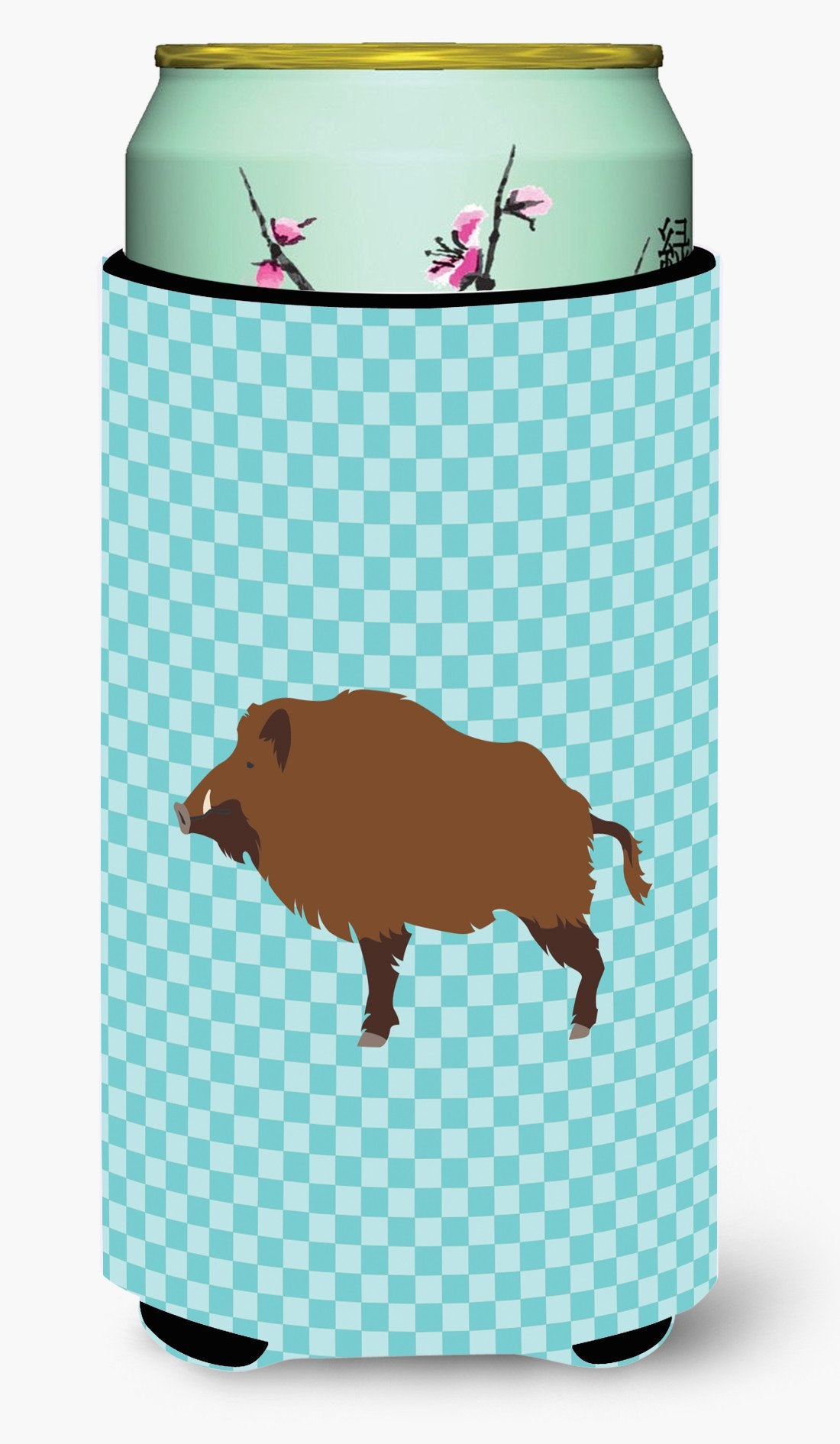 Wild Boar Pig Blue Check Tall Boy Beverage Insulator Hugger BB8110TBC by Caroline's Treasures