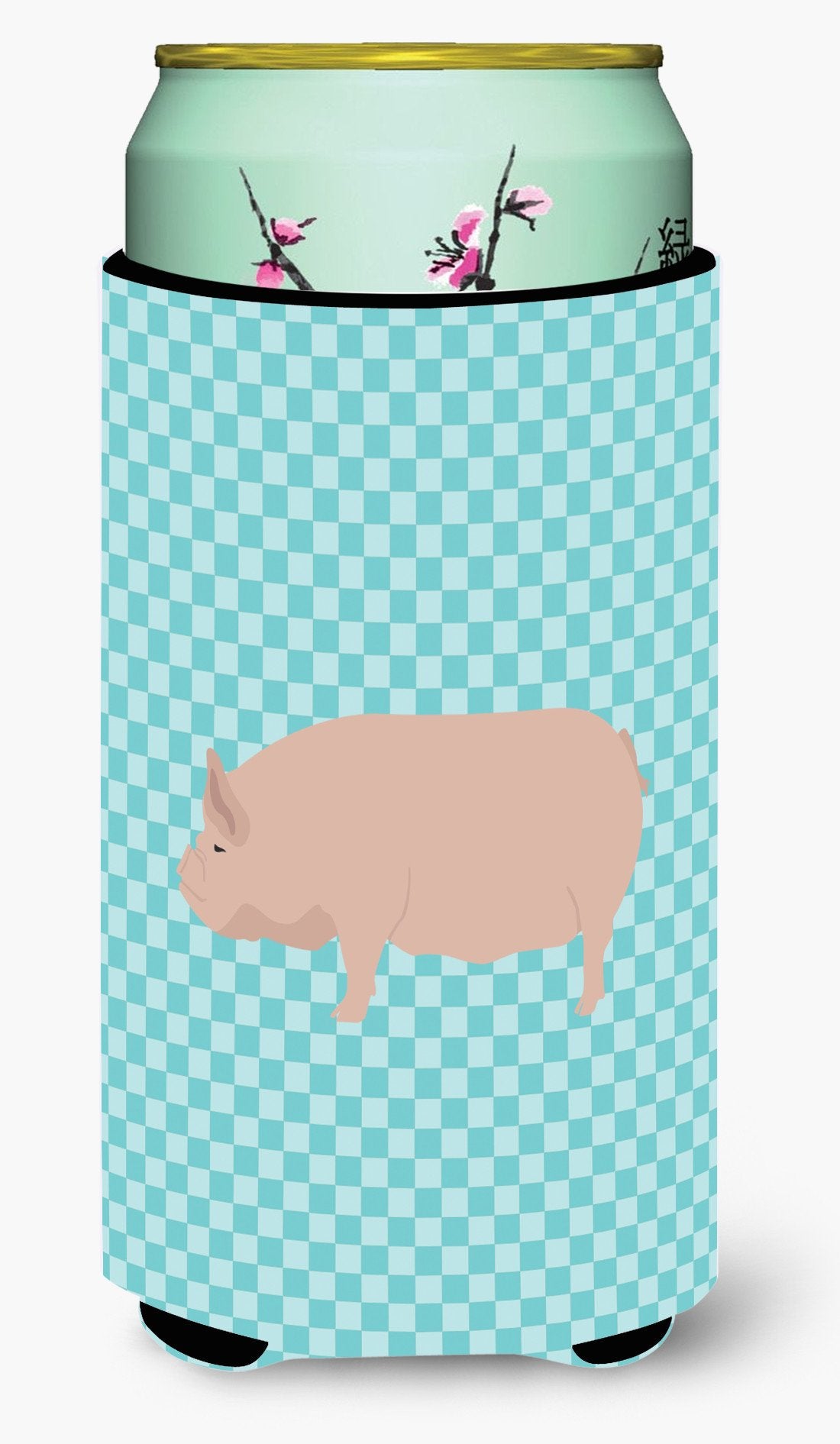 Welsh Pig Blue Check Tall Boy Beverage Insulator Hugger BB8111TBC by Caroline&#39;s Treasures