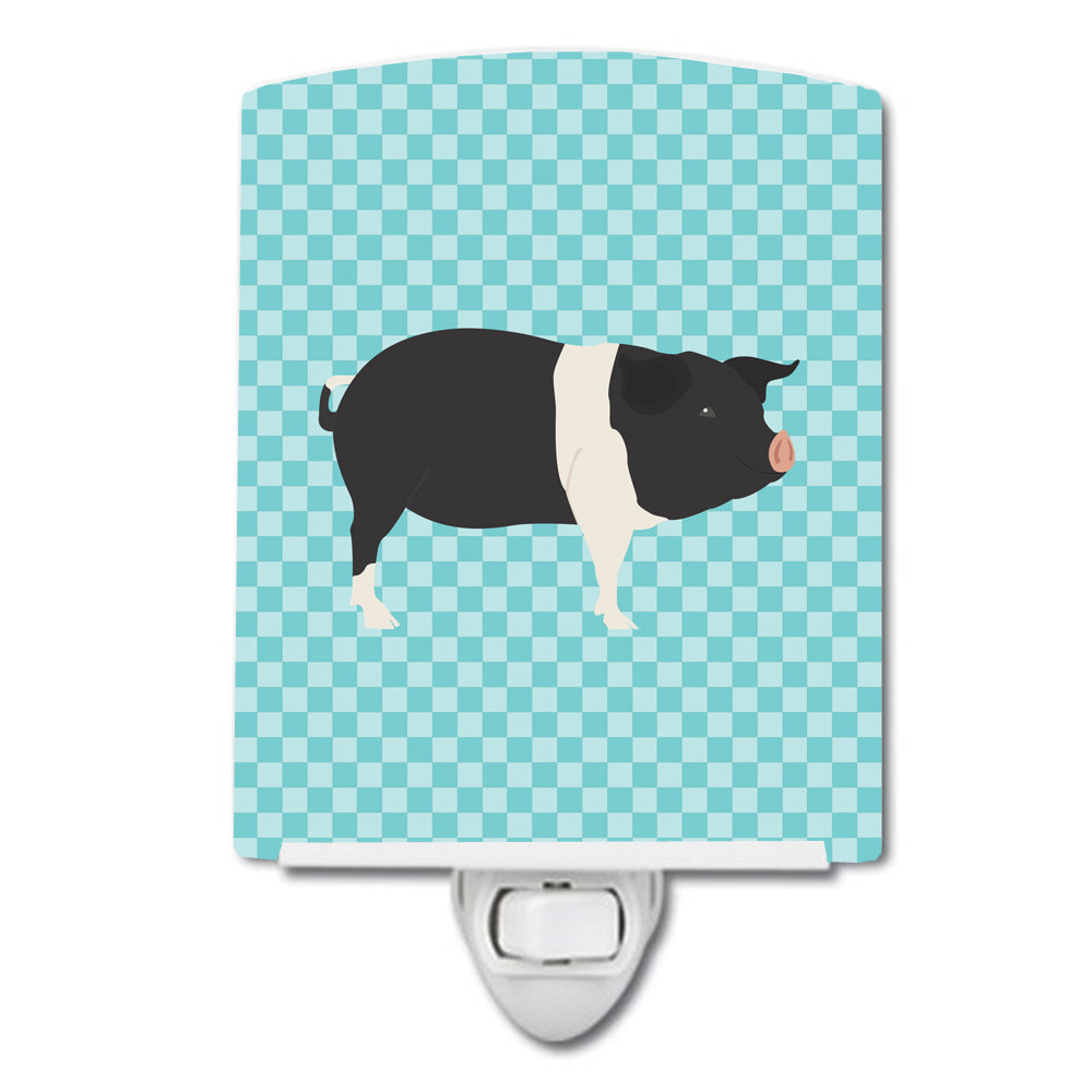 Hampshire Pig Blue Check Ceramic Night Light BB8113CNL - the-store.com