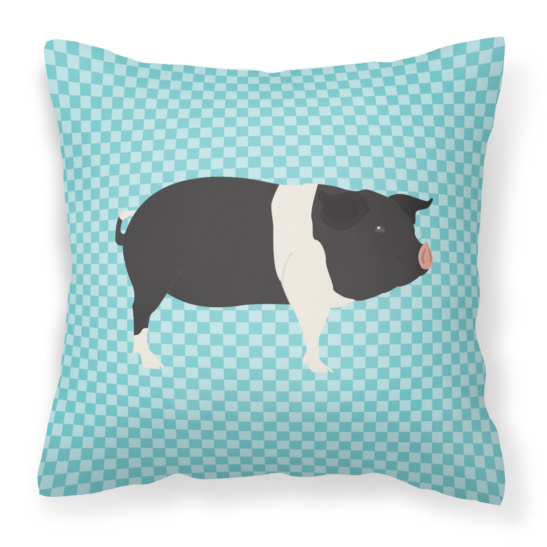 Hampshire Pig Blue Check Fabric Decorative Pillow BB8113PW1818 by Caroline&#39;s Treasures