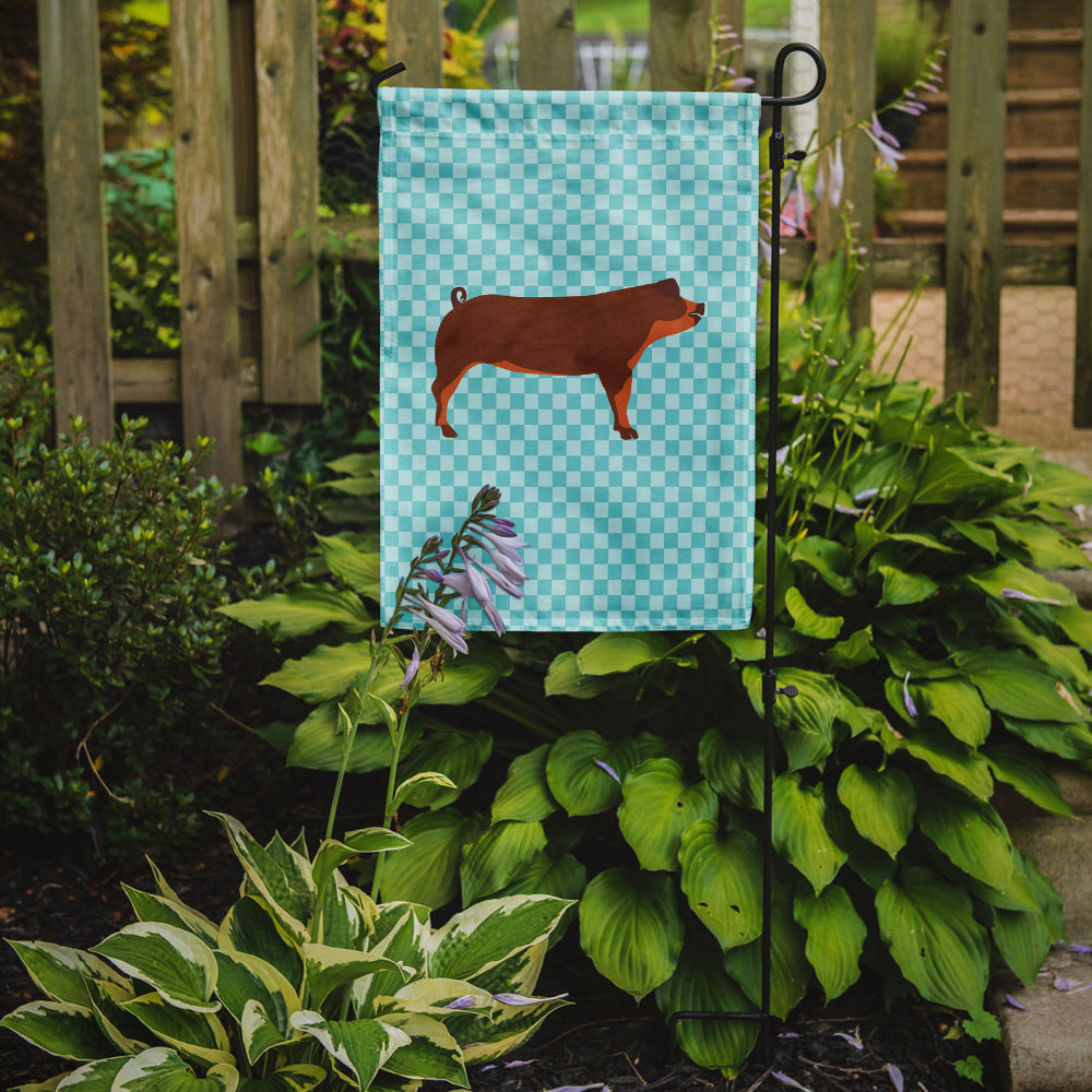 Duroc Pig Blue Check Flag Garden Size  the-store.com.