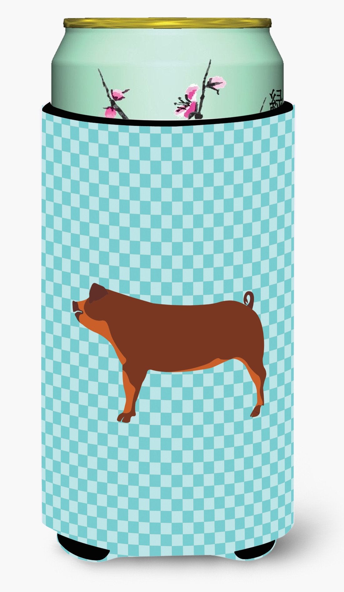 Duroc Pig Blue Check Tall Boy Beverage Insulator Hugger BB8116TBC by Caroline's Treasures