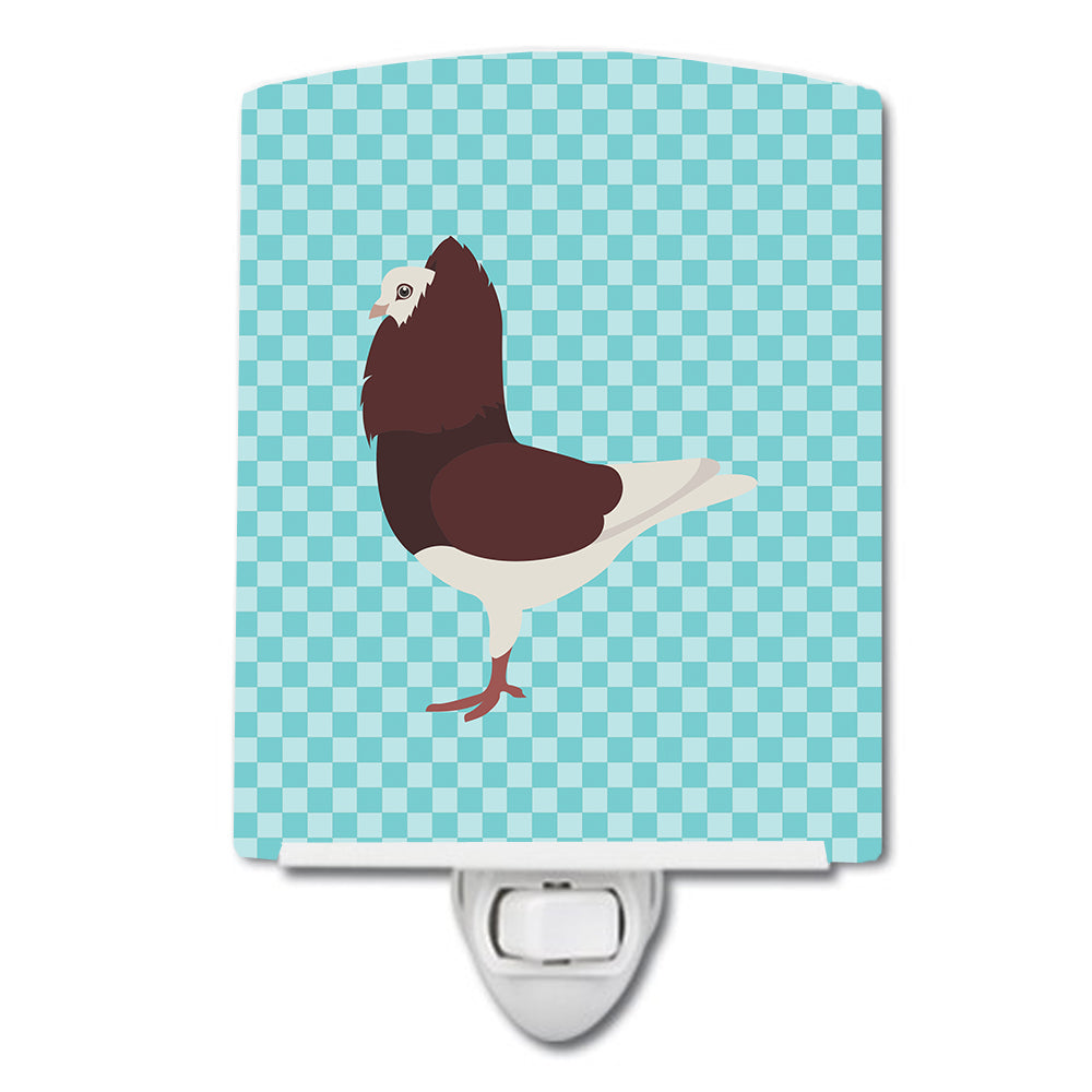 Capuchin Red Pigeon Blue Check Ceramic Night Light BB8122CNL - the-store.com