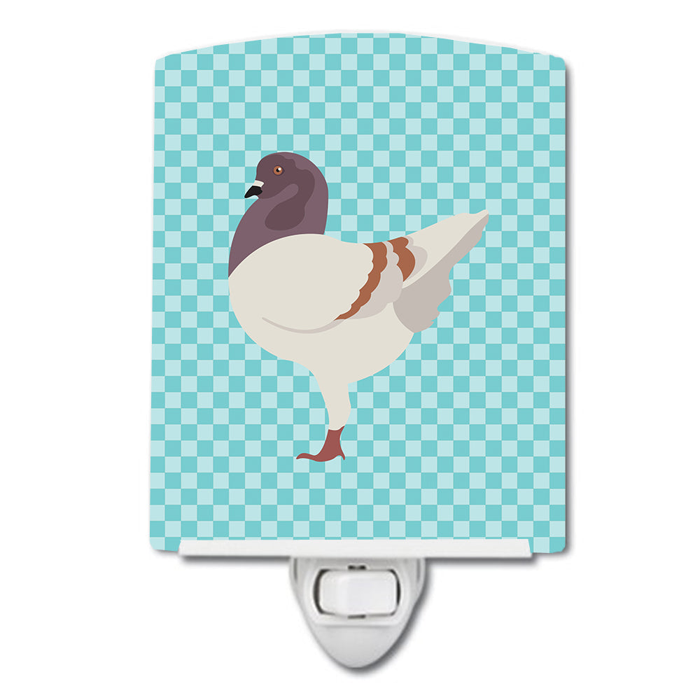 German Modena Pigeon Blue Check Ceramic Night Light BB8123CNL - the-store.com