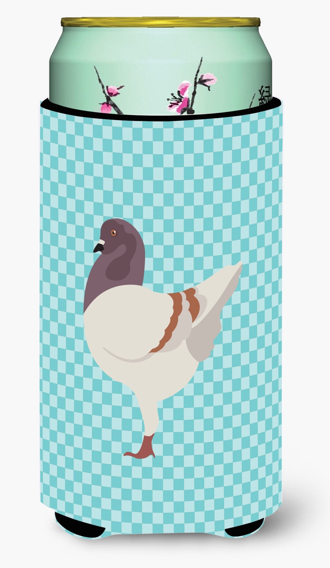 German Modena Pigeon Blue Check Tall Boy Beverage Insulator Hugger BB8123TBC by Caroline's Treasures