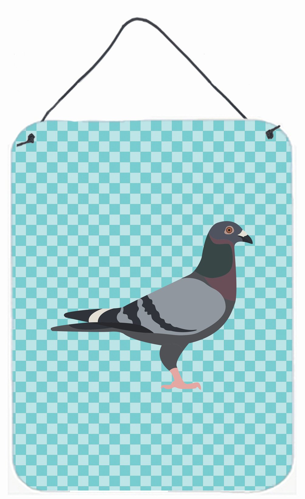 Racing Pigeon Blue Check Wall or Door Hanging Prints BB8125DS1216 by Caroline's Treasures