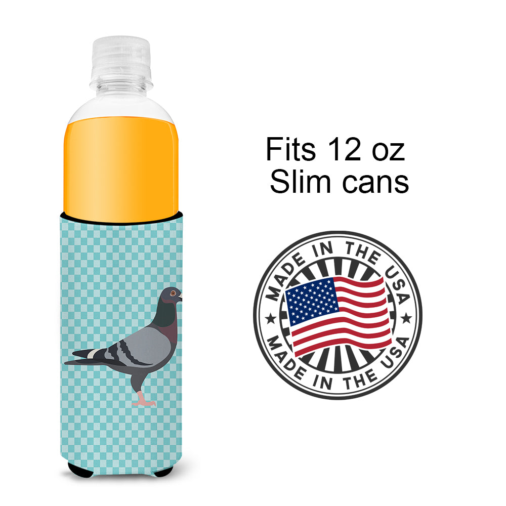 Racing Pigeon Blue Check  Ultra Hugger for slim cans  the-store.com.