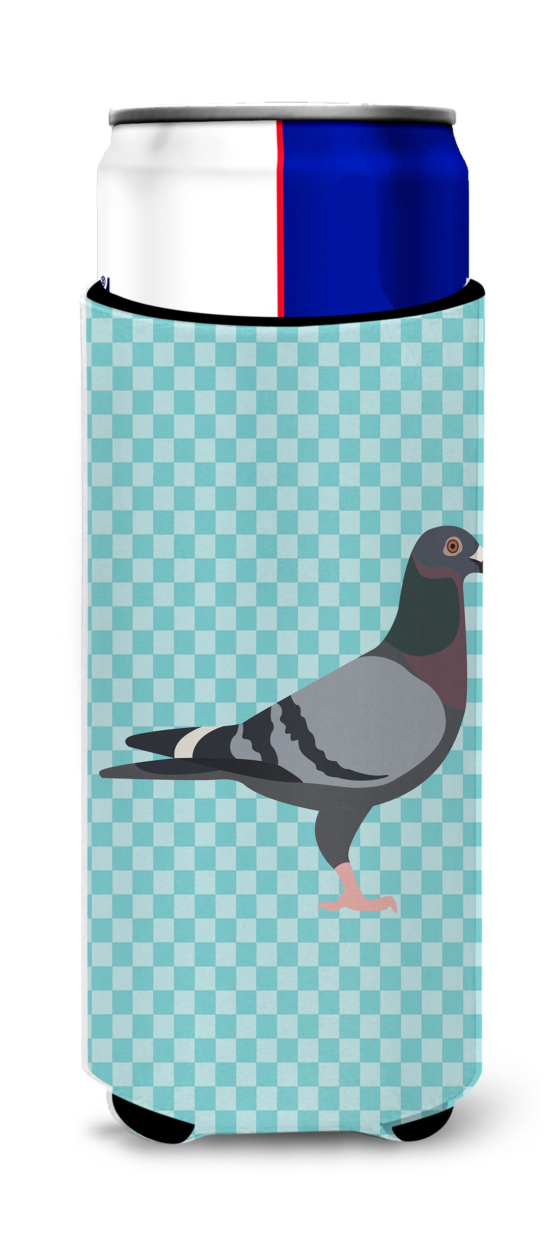 Racing Pigeon Blue Check  Ultra Hugger for slim cans  the-store.com.