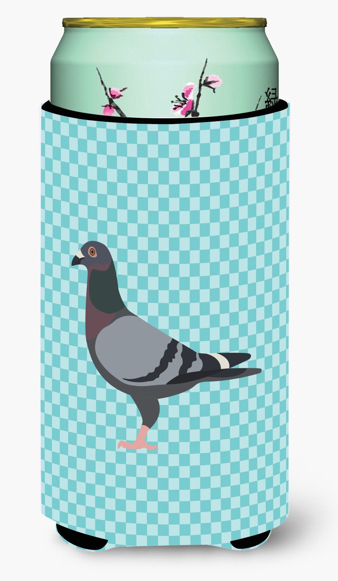 Racing Pigeon Blue Check Tall Boy Beverage Insulator Hugger BB8125TBC by Caroline's Treasures