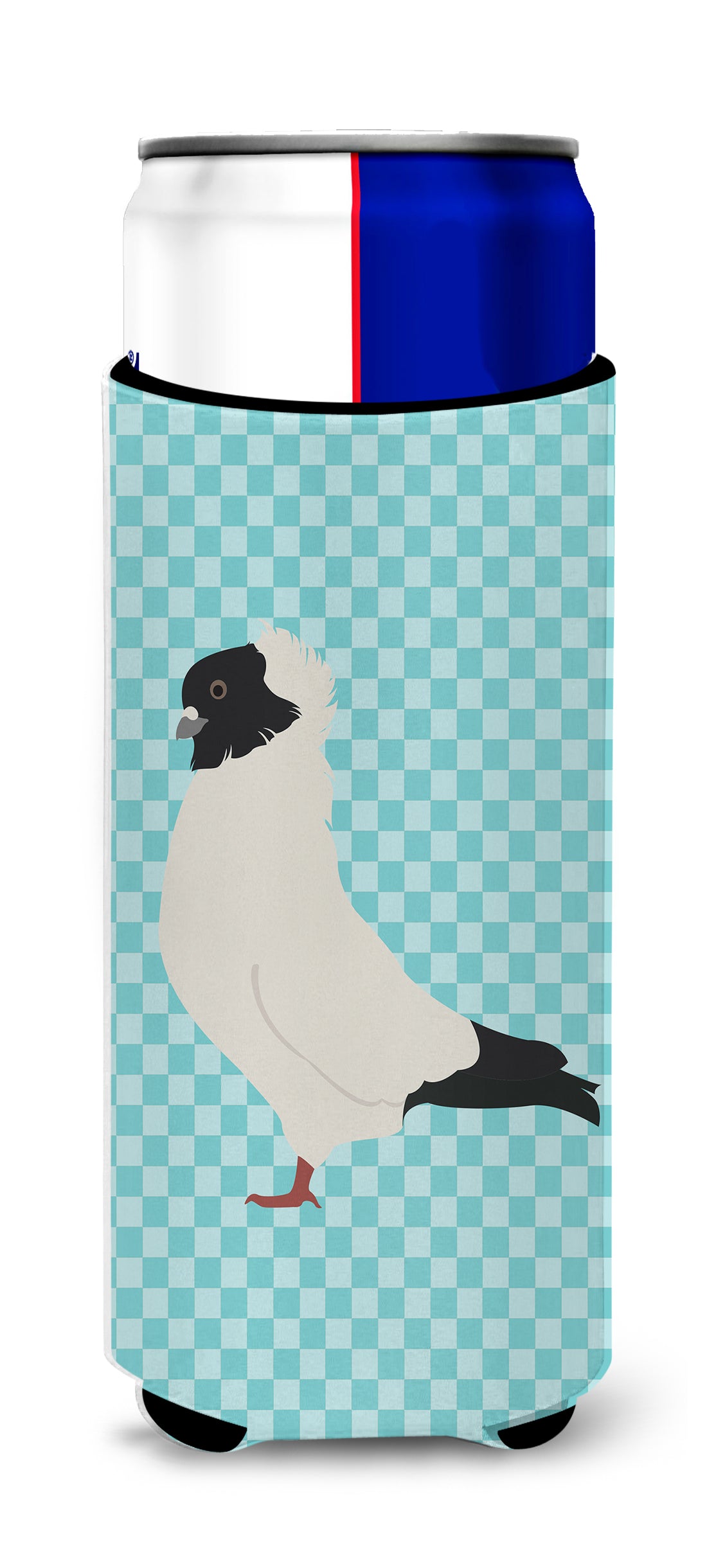 Nun Pigeon Blue Check  Ultra Hugger for slim cans  the-store.com.