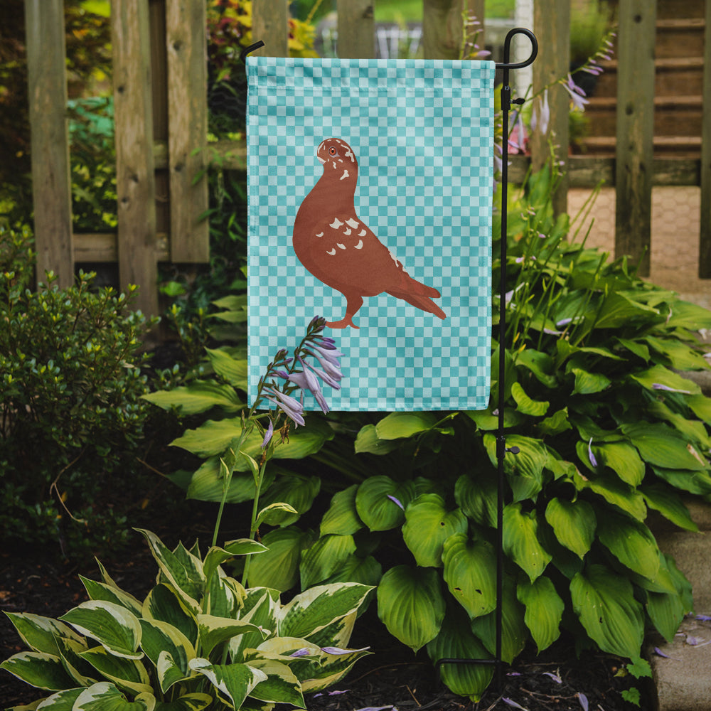 African Owl Pigeon Blue Check Flag Garden Size  the-store.com.