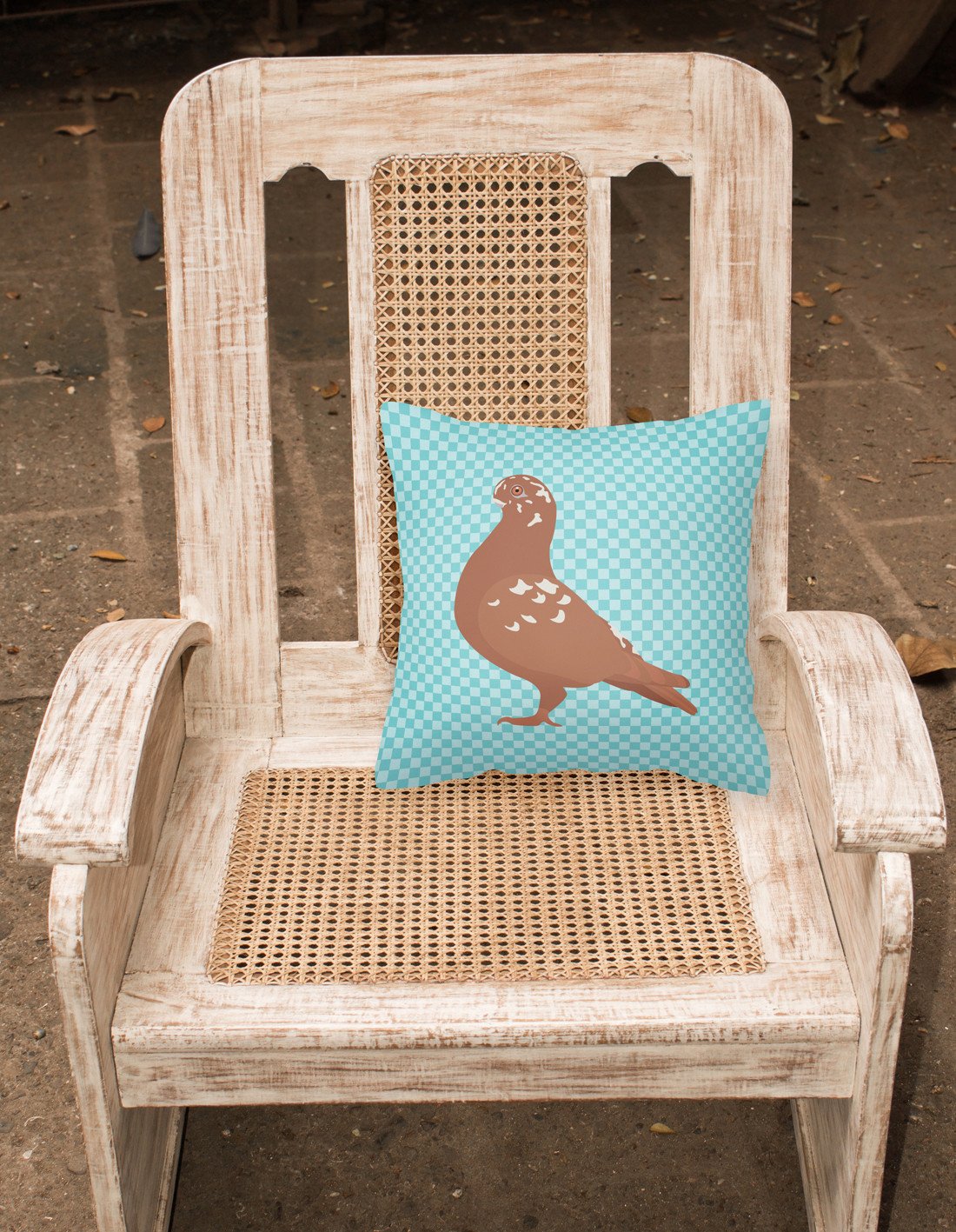 African Owl Pigeon Blue Check Fabric Decorative Pillow BB8127PW1818 by Caroline's Treasures