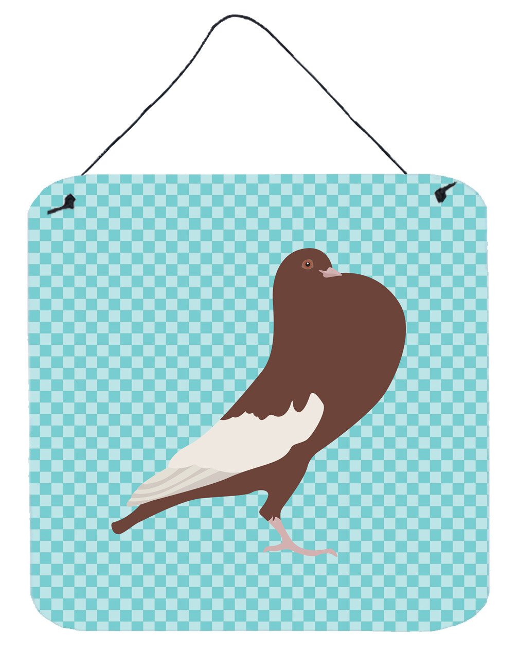 English Pouter Pigeon Blue Check Wall or Door Hanging Prints BB8128DS66 by Caroline's Treasures