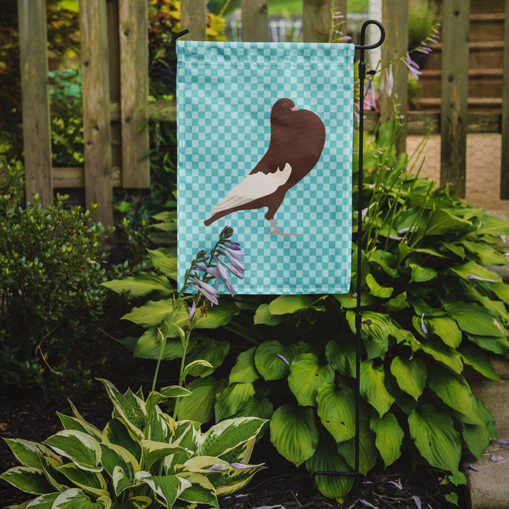 English Pouter Pigeon Blue Check Flag Garden Size  the-store.com.