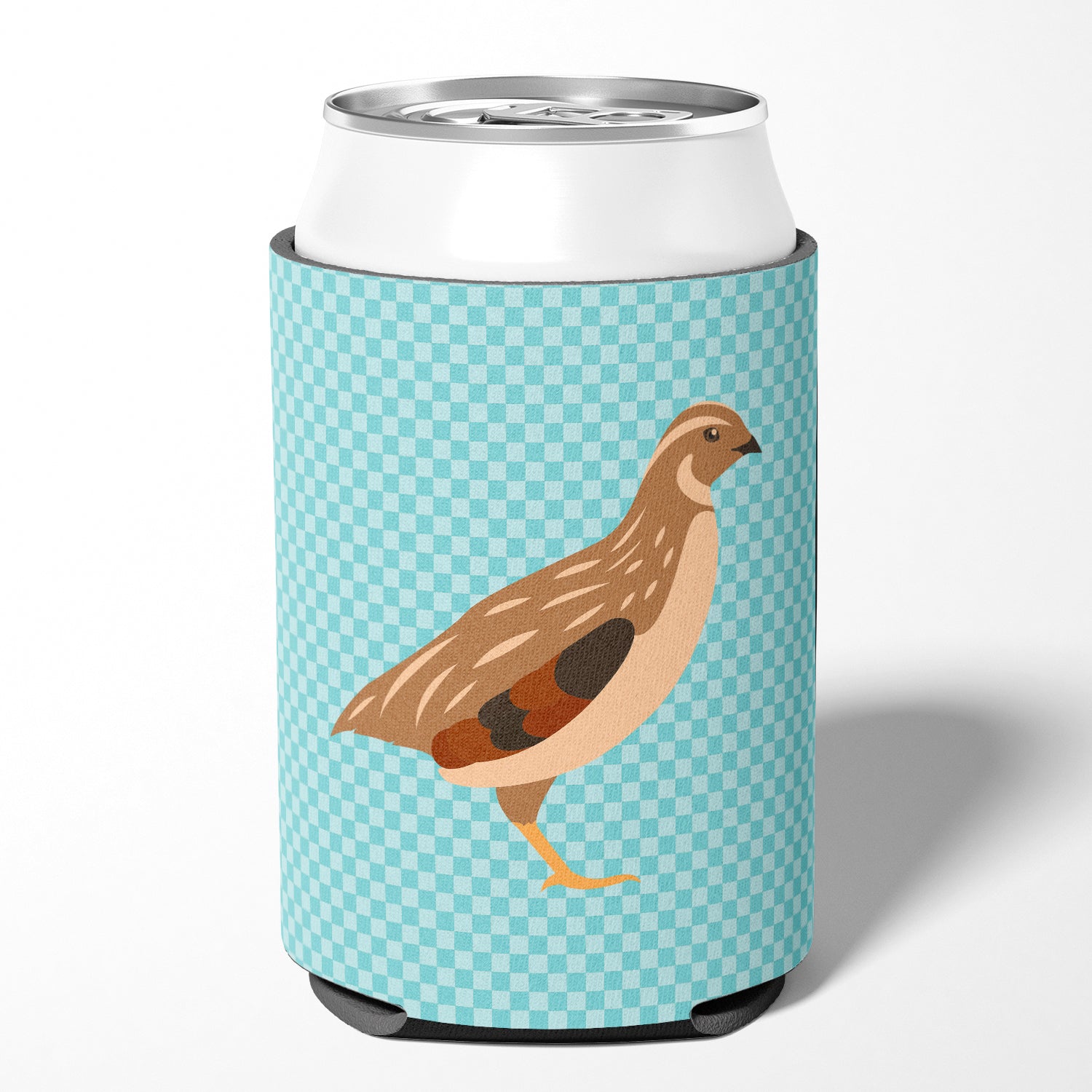 Golden Phoenix Quail Blue Check Can or Bottle Hugger BB8129CC  the-store.com.