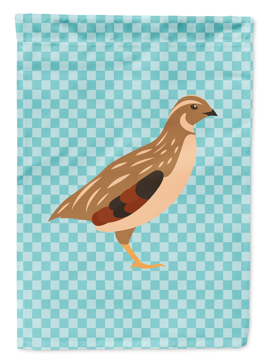 Golden Phoenix Quail Blue Check Flag Garden Size  the-store.com.