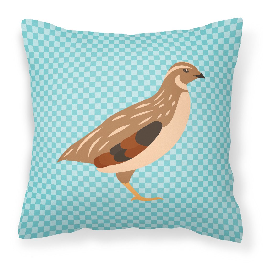 Golden Phoenix Quail Blue Check Fabric Decorative Pillow BB8129PW1818 by Caroline's Treasures