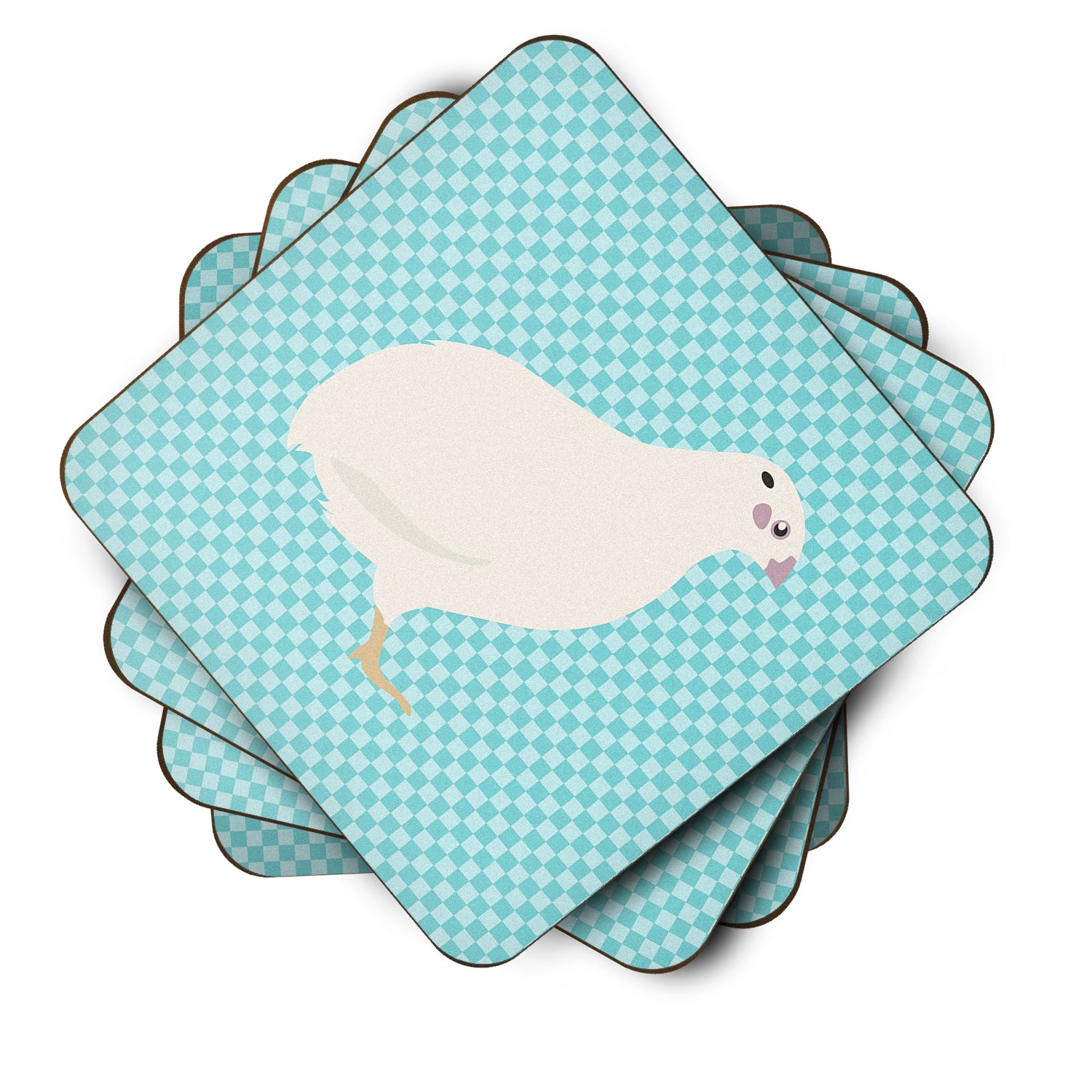 Texas Quail Blue Check Foam Coaster Set of 4 BB8131FC - the-store.com