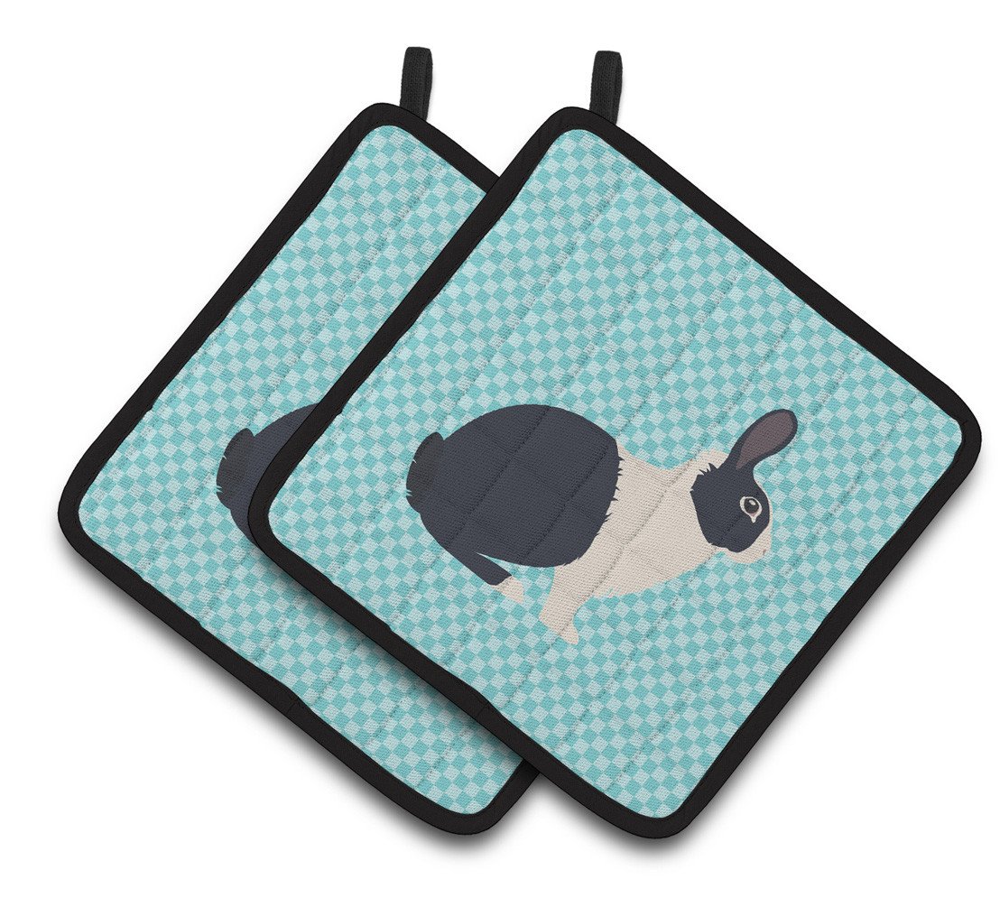 Dutch Rabbit Blue Check Pair of Pot Holders BB8132PTHD by Caroline's Treasures