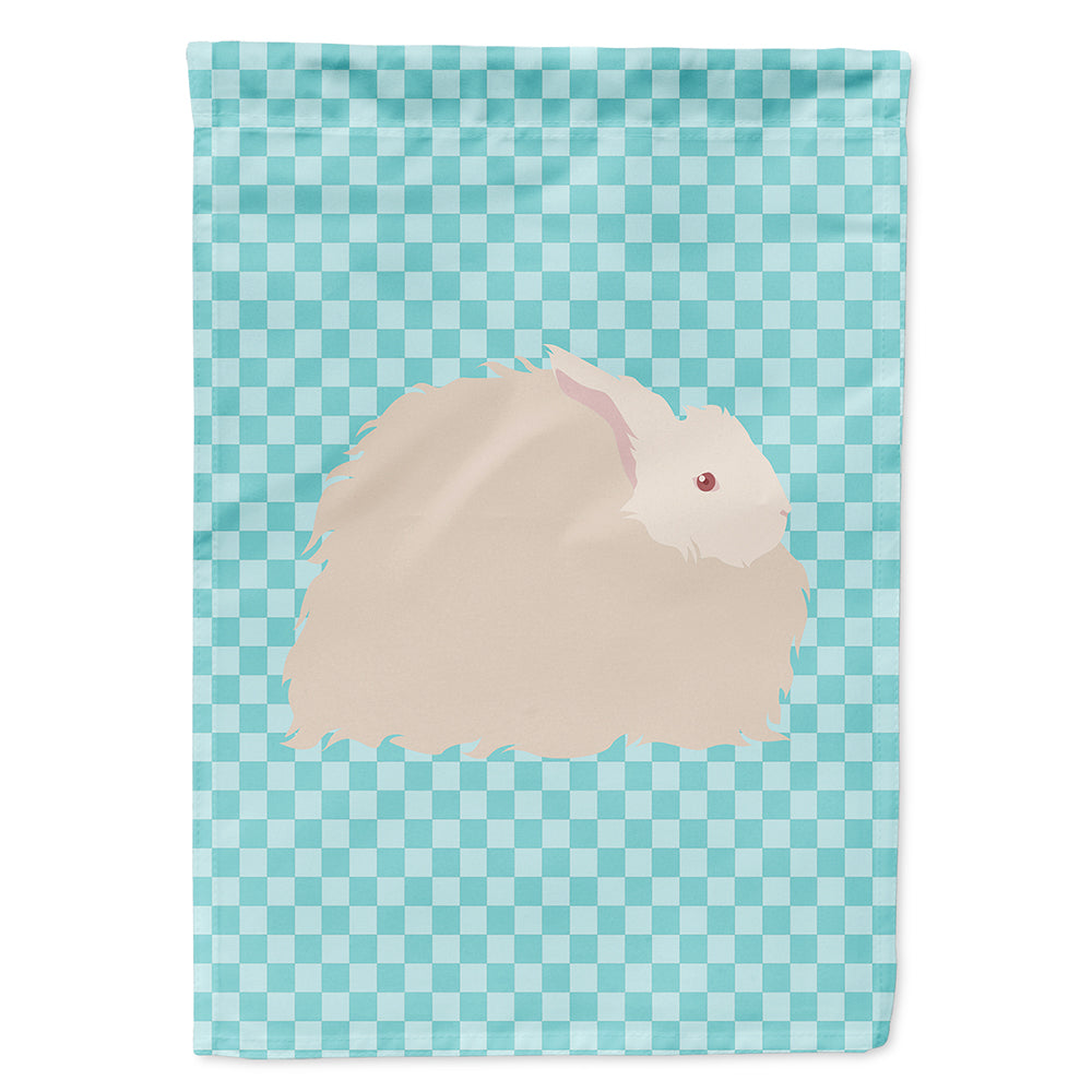 Fluffy Angora Rabbit Blue Check Flag Canvas House Size BB8133CHF  the-store.com.