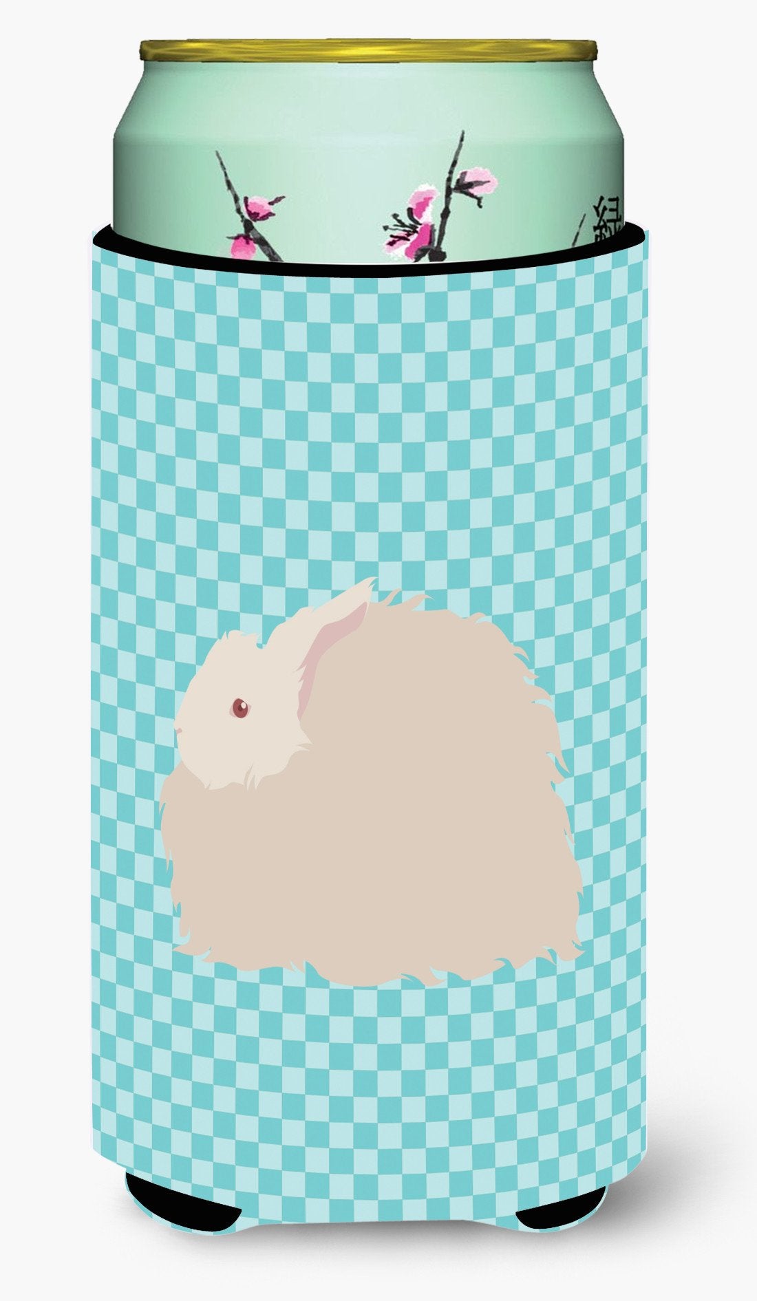 Fluffy Angora Rabbit Blue Check Tall Boy Beverage Insulator Hugger BB8133TBC by Caroline's Treasures