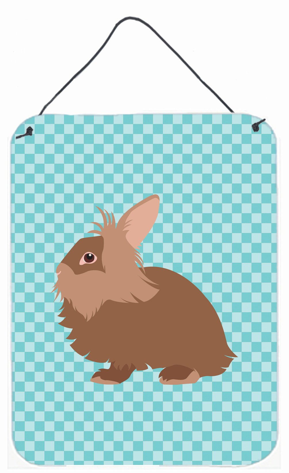 Lionhead Rabbit Blue Check Wall or Door Hanging Prints BB8134DS1216 by Caroline's Treasures